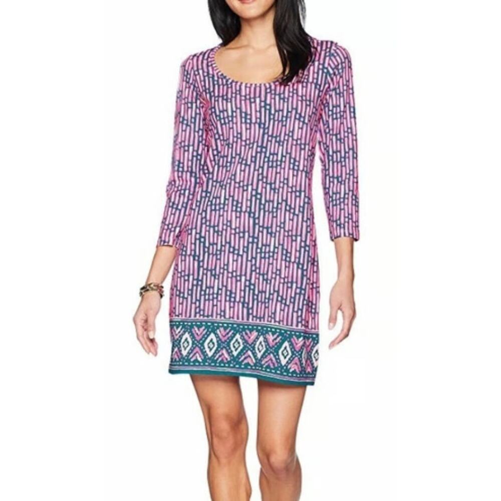 Lilly Pulitzer Beacon Dress Women XXS Pink Slathouse Stripe EUC Preppy 3/4 Slv